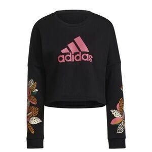 FARM Rio Adidas - Black Sweatshirt with Floral Sleeves